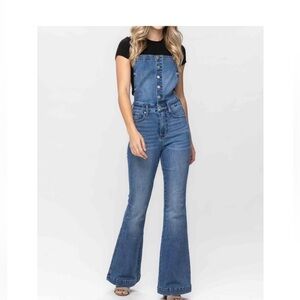 JUDY BLUE IZZY RETRO FLARE DENIM OVERALLS SIZE SMALL